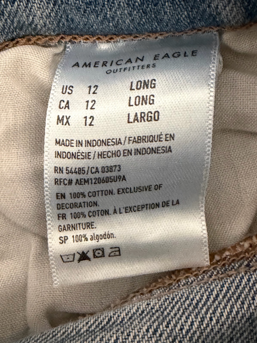 American Eagle Women’s  Baggy Jeans Size 12 Long High Rise Comfort Stretch NWT - Picture 8 of 10